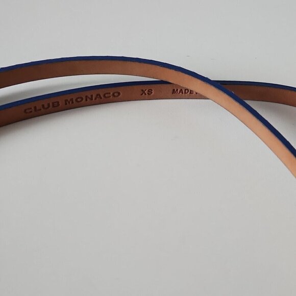 CLUB MONACO | Double wrap leather belt navy snakeskin silver sz XS - Picture 3 of 5